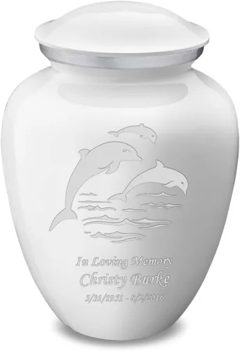 Vista 21 de Geturns Embrace - Urnas de cremación personalizadas de delfines para cenizas humanas, urna funeraria grande de color rojo brillante para mujeres