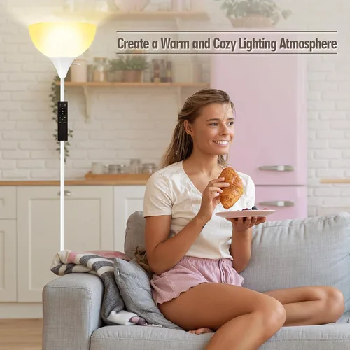 Vista 8 de Lámparas de pie para sala de estar, lámparas de pie Torchiere de 71'' con control remoto, temperatura de color y brillo ajustables 2700K-6500K