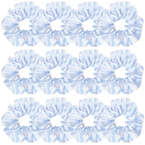 Vista 42 de Sufermoe 12 bandas elásticas para el cabello de seda satinada, color azul surtido de 4.5 pulgadas para mujeres y niñas