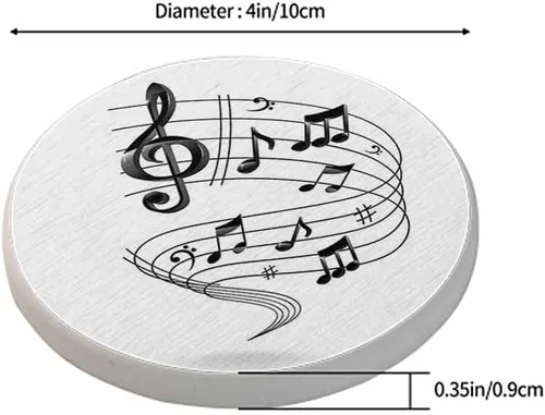 Vista 2 de oFloral Juego de 2 posavasos con notas musicales para líneas de bebidas, melodía, simples y creativas, para decoración del hogar, juego de 2, 4