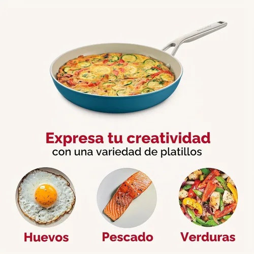 Vista 6 de Sartén para saltear y freír de cerámica anodizada dura con inducción antiadherente de KitchenAid, apta para lavavajillas, sartén antiadherente de 10