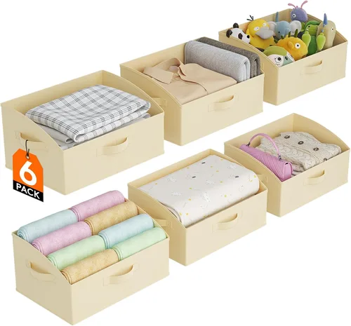 Vista 18 de Lifewit - Cestas organizadoras para armario, cestas trapezoidales medianas de almacenamiento para estante, paquete de 6 unidades, cestas