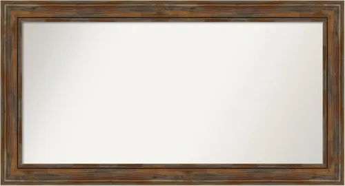 Vista 165 de Amanti Art Espejo de baño marrón para sobre fregadero, 26 x 26 pulgadas, espejo de tocador cuadrado marrón rústico Alexandria, marco de madera