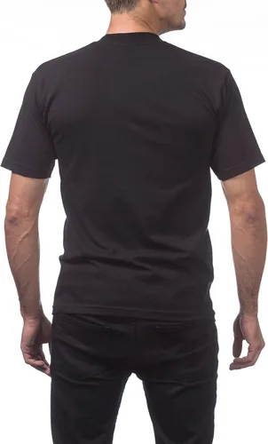 Vista 2 de Pro Club Camiseta de algodón pesado de manga corta con bolsillo para hombre Negro