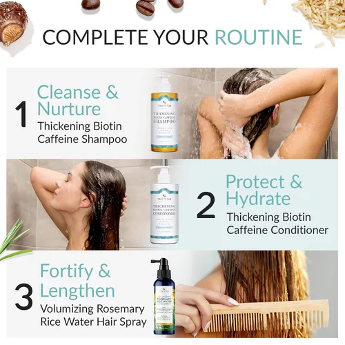 Vista 6 de Tree To Tub Acondicionador de biotina, cafeína activadora para cabello más completo, acondicionador espesante para mujeres y hombres para cabello