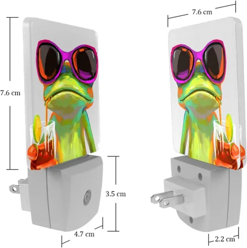 Vista 7 de Gafas de sol de rana de vacaciones con luces nocturnas enchufables a la pared, sensor automático decorativo del atardecer al amanecer, luces