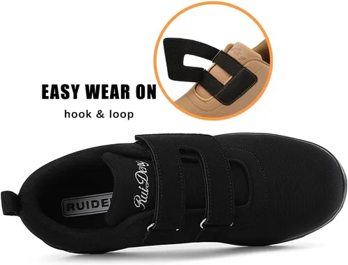 Vista 5 de Velcro Platform Sneakers for Women Comfortable Wedge Rocker Bottom Walking Shoes Supportive Extra Wide Width 2 Inch Thick Sole Adjustable Closure