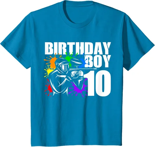 Vista 32 de Camiseta de 10 años de antigüedad, fiesta de cumpleaños para niños, Negro, S