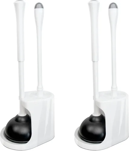 Vista 8 de Juego de cepillo de inodoro y soporte CELOX, cepillo compacto para inodoro con base de ventilación transpirable, kit de limpieza para baño, negro