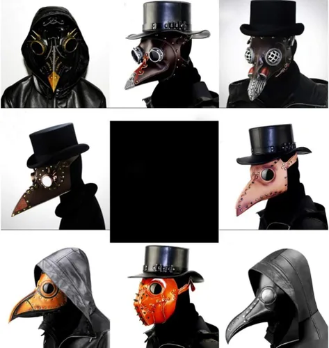 Vista 6 de Máscara de Doctor Máscara Steampunk Bird Beak Máscara de Fiesta de Mascarada Negro