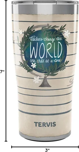 Vista 9 de Tervis Traveler Teachers Change The World - Vaso con triple aislamiento térmico para viaje mantiene las bebidas frías y calientes, 20 onzas, acero