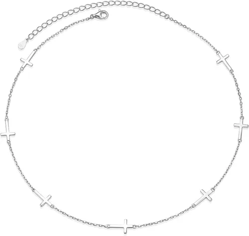 Vista 10 de Gargantilla de plata esterlina con colgante de cadena de disco para mujer, 13+3 pulgadas