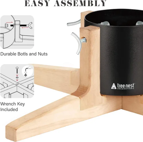 Vista 5 de Tree Nest Base de soporte para árbol de Navidad para árbol real de hasta 7 pies, soporte plateado para árbol de Navidad, estable para decoración