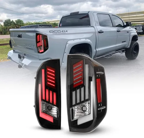 Vista 11 de Luces traseras LED para Toyota Tundra 2014-2021 con señal de giro Lente ahumada con carcasa negra