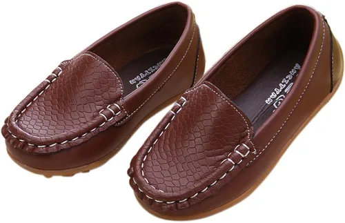 Vista 5 de Lonsoen - Mocasines de meter para niños y niñas, suaves y de vestir