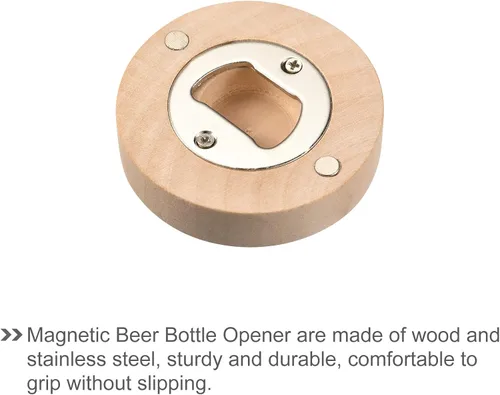 Vista 4 de uxcell Abridor de botellas de cerveza, imán magnético de madera, herramienta de barra de cocina adecuada para nevera, gabinete, club, madera