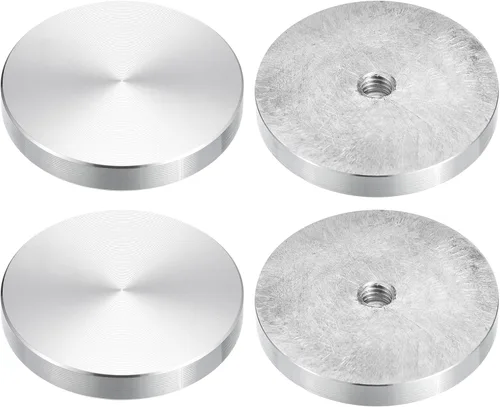Vista 40 de uxcell M6 Rosca 0.787 in de diámetro de forma redonda de aluminio disco hardware 1pcs, aluminio círculo disco vidrio adaptador superior para mesa