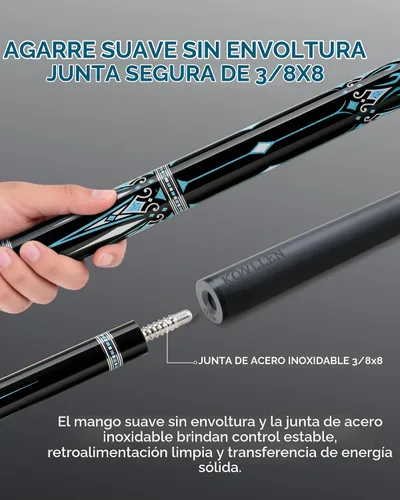 Vista 6 de KONLLEN 1.0 and 2.0 Carbon Pool Cue Series 1.0 Blue Smooth Grip