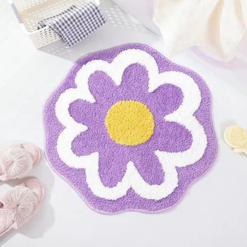 Vista 11 de TRUEDAYS Alfombra de baño de flores verdes para suelo de baño, pequeña alfombra de baño antideslizante de absorción de agua, alfombra de baño ultra