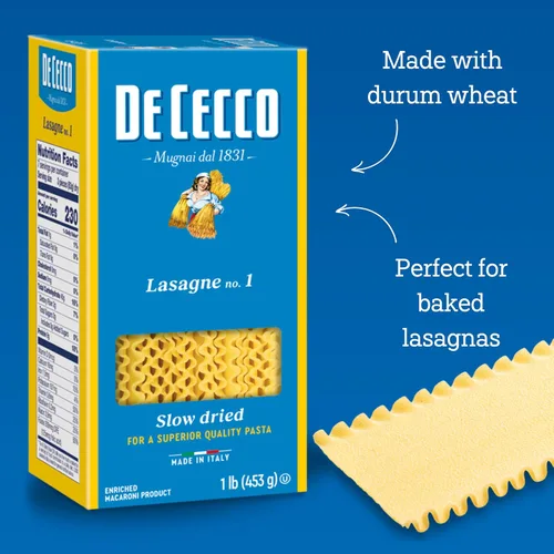 Vista 4 de De Cecco Lasagne No.1 - Pasta de 16 onzas, auténtica, de secado lento