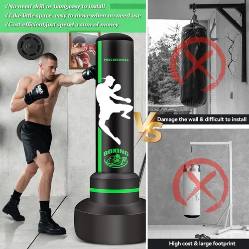 Vista 7 de Heavy Punching Bag with Stand Adults Teens,70" Freestanding Boxing Bags Kicking Bag Heavy Bag with Boxing Gloves and Electric Air Pump, Kickboxing