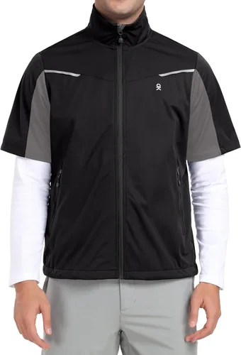 Vista 2 de Little Donkey Andy Chalecos ligeros Softshell para hombre, chaquetas de manga corta para golf, senderismo, correr
