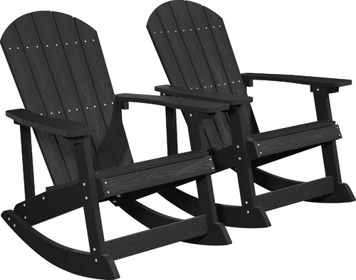 Vista 20 de YEFU Mecedora para exteriores, mecedora Adirondack, silla mecedora de patio con respaldo ancho, silla mecedora de gran tamaño con aspecto de madera