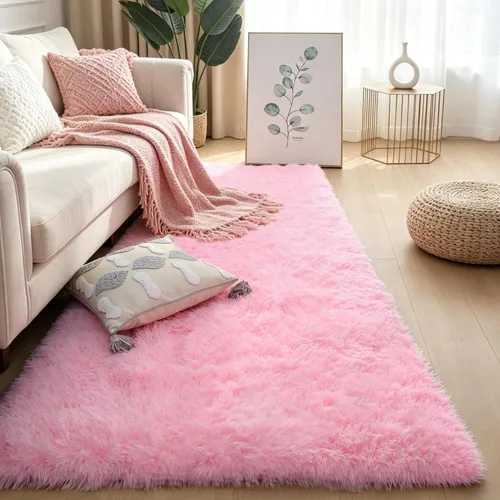 Vista 59 de KICHOWUA - Tapete grueso y esponjoso de 3 x 5 pies, color negro, ultrasuave, lavable, antideslizante, acogedor y peludo, para sala, dormitorio