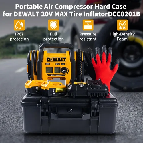 Vista 2 de Estuche rígido para compresor de aire para inflador de neumáticos DEWALT 20V MAX DCC020IB, a prueba de polvo, impermeable, a prueba de golpes