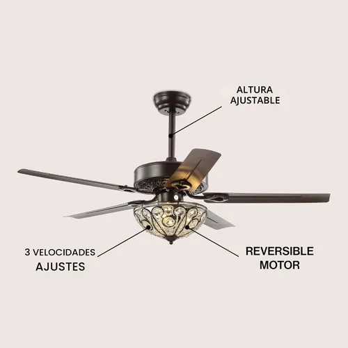 Vista 2 de JONATHAN Y JYL9704A Ali 48" Ventilador de techo LED de hierro forjado de 3 luces con control remoto, clásico, glam, tradicional, transicional