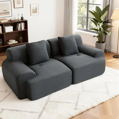 Vista 20 de Sofá Seccional Modular Cloud de 120", Sofá Sin Estructura, Sofás Tapizados en Forma de L con Asiento Profundo, Sofás de Pana Modernos y Acogedores