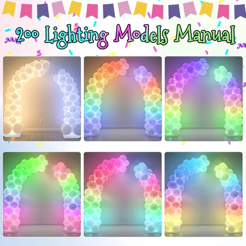Vista 3 de AerWo Kit de Arco de Globos Iluminado de 8.2 pies y 6 pies, Soporte de Arco de Globos de Media Altura con Flexión Libre con Base, Marco de Piso