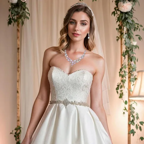 Vista 3 de BriLove Juego de Collar y Aretes Colgantes con Cristales Austríacos para Mujer, Diseño de Lágrimas en Racimo, Collar de Declaración para Boda y Novia