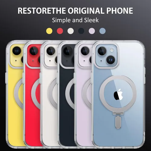 Vista 9 de DUEDUE Funda magnética para iPhone 14, funda para iPhone 13 con soporte invisible [compatible con Magsafe], funda protectora de cuerpo completo