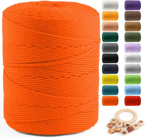 Vista 23 de ZUEXT Cordón de algodón para macramé de 4 mm x 500 m, ZUEXT Cordones trenzados naturales hechos a mano en verde manzana de 4 hebras, cuerda de lana