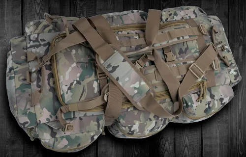 Vista 4 de Bolsa de lona militar grande de 100 L, bolsa de lona para despliegue, equipo deportivo, bolsa de equipaje de viaje con correas desmontables para AT