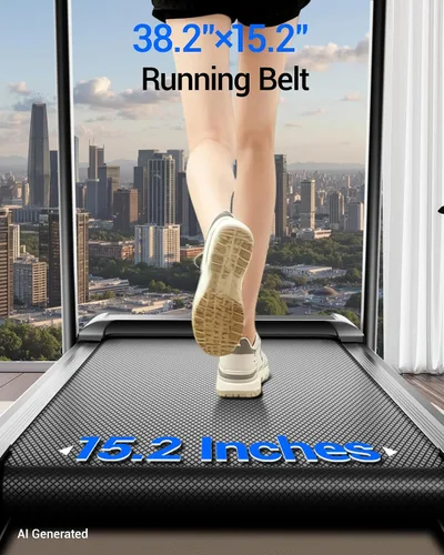 Vista 14 de Cintas de correr inclinadas 15% plegables para el hogar, 12 modos automáticos Cinta de correr con asa, cinta de correr silenciosa de 3.0 HP, tres