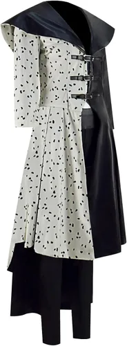 Vista 3 de Disfraz de cruella deville para mujer adulta, disfraz de Cruella dálmata para Halloween