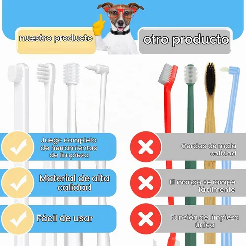 Vista 4 de Kit de cepillo de dientes para perros pequeños y cachorros, cerdas