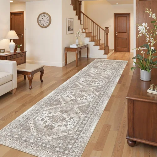 Vista 50 de befbee - Alfombra para sala de estar, lavable y resistente a manchas, con base antideslizante, ideal para dormitorio y cocina, decoración clásica