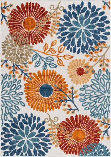 Vista 20 de SAFAVIEH Alfombra lavable de colección Cabana para exteriores, 2 x 4 pies, gris y azul, no desprende pelusa y fácil de limpiar, entrada puerta