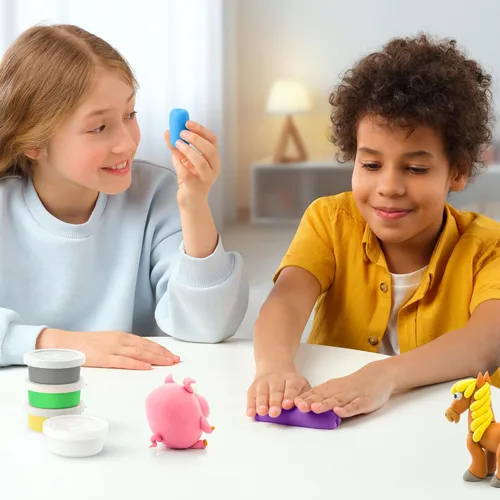 Vista 5 de HEY CLAY Colorido modelado de arcilla seca al aire para niños 6 latas con divertidas instrucciones interactivas aplicación - Actividades para niños