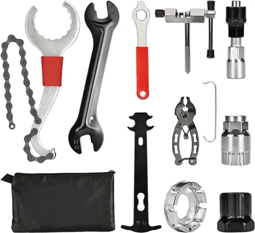 Vista 8 de Kit de herramientas para bicicleta, 10 piezas de herramientas profesionales de reparación de bicicletas para bicicleta de montaña con extractor