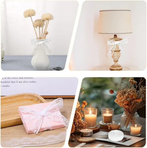 Vista 7 de Rollo de cinta de encaje blanco de 30 yardas, ribete de encaje para coser regalos, manualidades, proyectos de manualidades, decoración de bodas