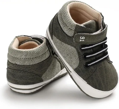 Vista 3 de Sekantrol Zapatos de cuna para recién nacidos, para niños y niñas, suela de goma suave, zapatos para bebés, zapatos deportivos de moda de caña alta