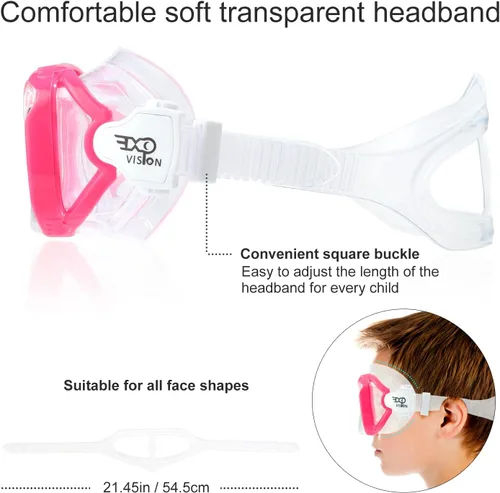 Vista 8 de EXP VISION Juego de 2 máscaras de buceo para adultos y niños, gafas de natación de vidrio templado con cubierta de nariz para adultos y niños