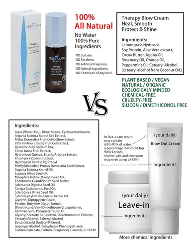 Vista 4 de Pureland Beauty Therapy Blow Cream - Tratamiento de reparación capilar sin enjuague, mascarilla hidratante para cuero cabelludo sensible y cabello