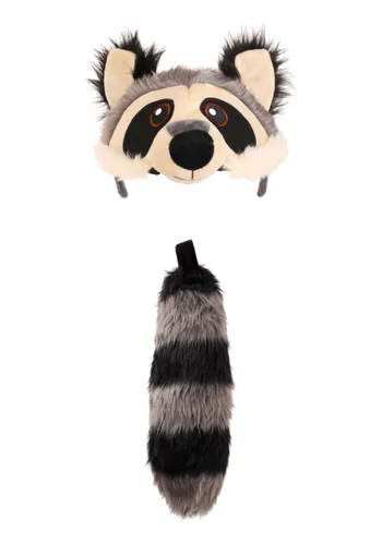 Vista 8 de Kit de Accesorios de Disfraz con Vincha y Cola de Mapache de Peluche Multicolor