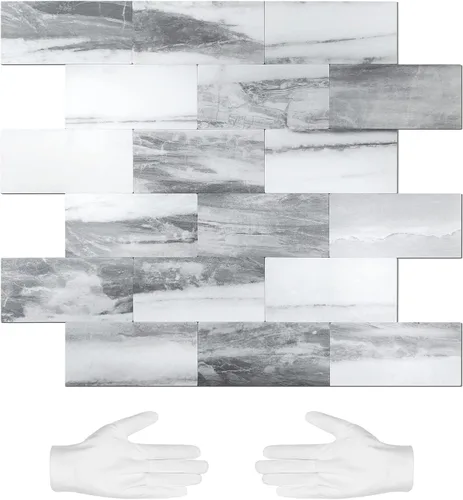 Vista 12 de STICKGOO 1/3 lámina de azulejos para despegar y pegar Subway, azulejos de cocina sin costuras de diseño pulido en rosa-beige eurásico