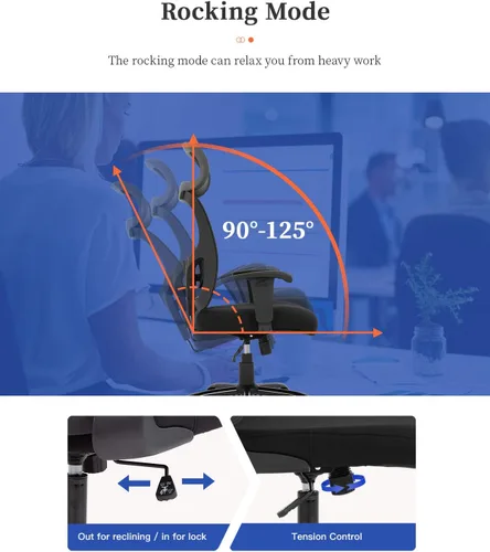 Vista 6 de Silla de oficina ejecutiva grande y alta, resistente, 400 libras, silla de escritorio para computadora, ergonómica, respaldo alto, silla de malla